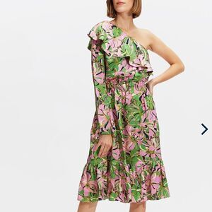 NWT LA Double J Boogie Dress Carnevale in Pebbled Satin 100% Silk XS